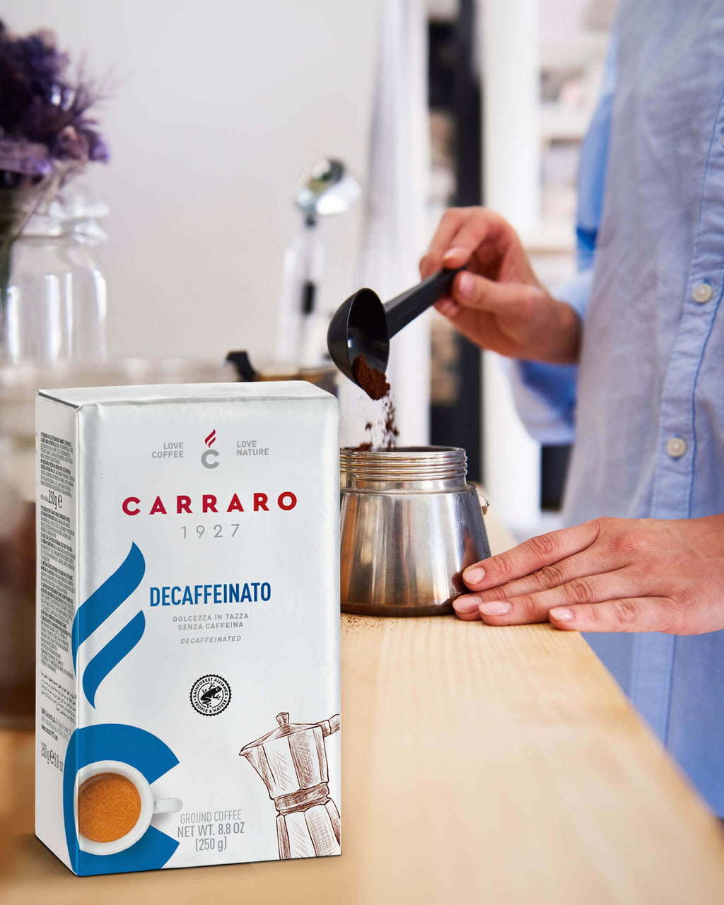 CAFEA MĂCINATĂ DECAFFEINATO / FĂRĂ COFEINĂ  250g